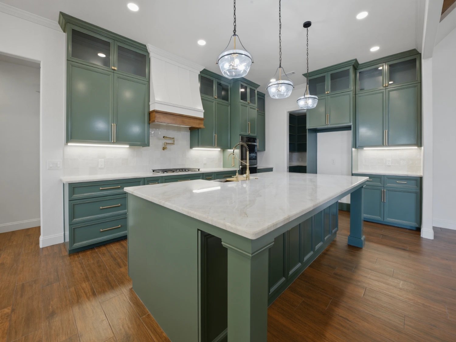Granite countertop fabricated and installed on custom cabinets by Crystal Cabinets Inc. in Midland, TX